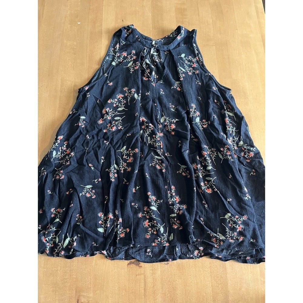 Free People Black Floral Sleeveless Snap Out Of It Swing Dress Tunic Sz M Medium - Picture 2 of 11